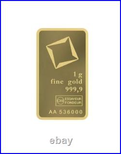1 Gram Valcambi Suisse 999,9 Fine Gold Bar Sealed in Assay Card 1 Gram Valcambi Suisse 999,9 Fine Gold Bar Sealed in Assay Card