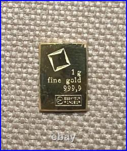 1 Gram Valcambi Suisse. 999 Fine Gold Bar Gorgeous Bullion Collectible Piece