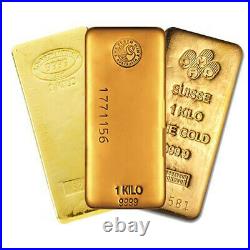1 Kilo (32.15 oz) Generic Gold Bar. 999+ Fine (Secondary Market)
