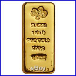 1 Kilo Gold Bar PAMP Suisse. 9999 Fine (Cast, withAssay)