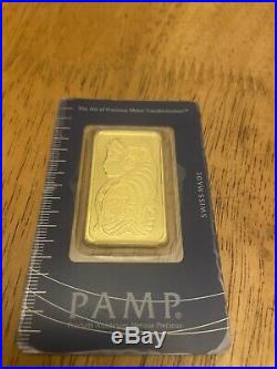 1 Ounce Fine Gold Bar PAMP Suisse Lady Fortuna Sealed Assayer Card Certified