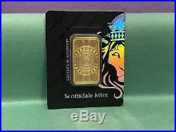 1 Oz. 9999 Fine Gold Scottsdale Mint Gold Bar Marquee