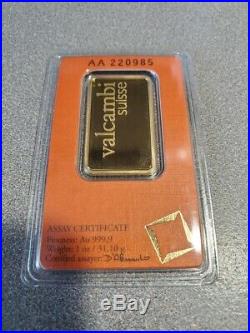 1 Oz Valcambi Suisse Gold Bar. 9999 Fine Sealed Assay 31.10 Grams #aa220985