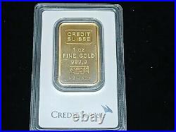 1 Troy oz Credit Suisse Gold Bar. 9999 Fine Sealed In Assay