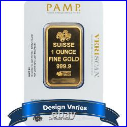 1 Troy oz Pamp Suisse Gold Bar. 9999 Fine Fortuna Veriscan