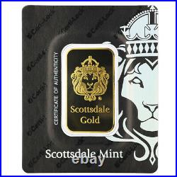 1 Troy oz Scottsdale Lion. 9999 Fine Gold Bar in Assay