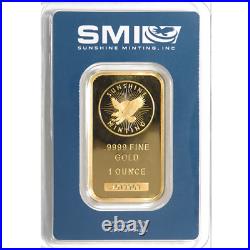 1 Troy oz Sunshine Mint Gold Bar. 9999 Fine Sealed In Assay Mint Mark SI