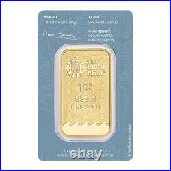 1 Troy oz U. K. Royal Mint Britannia Gold Bar. 9999 Fine in Assay