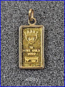 1 g gram Gold Bar Oro Meccanica. 9999 Fine Gold Italy in Bezel, 1.2 g TOTAL