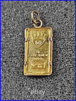 1 g gram Gold Bar Oro Meccanica. 9999 Fine Gold Italy in Bezel, 1.2 g TOTAL