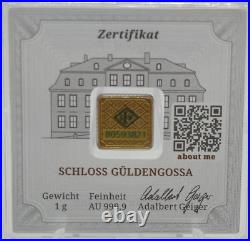 1 gram. 9999 Fine Gold Bar Geiger Edelmetalle (Encapsulated withAssay) #1810