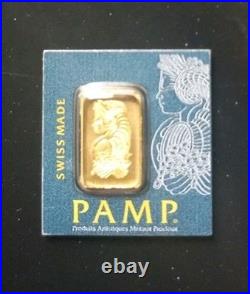 1 gram. 9999 Fine Gold Bar, PAMP, Fortuna Bar 1 gram. 9999 Fine Gold Bar, PAMP, Fortuna Bar