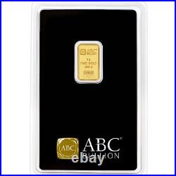 1 gram 999.9 Fine Gold ABC Bullion Minted Tablet Ingot Bar Sealed & Certified