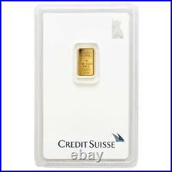 1 gram Credit Suisse Statue of Liberty Gold Bar. 9999 Fine (In Assay)