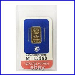 1 gram Engelhard Gold Vintage Bar. 9999 Fine (In Assay)