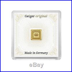 1 gram Geiger original square. 999 fine gold bar in capsule
