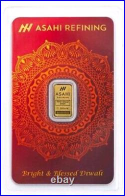 1 gram Gold Bar Asahi Refining Diwali. 9999 Fine in Sealed Assay