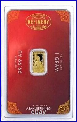 1 gram Gold Bar Asahi Refining Diwali. 9999 Fine in Sealed Assay