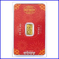 1 gram Gold Bar Asahi Refining Lunar Snake. 9999 Fine Gold in Sealed Assay
