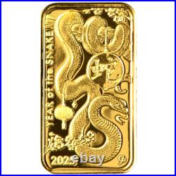 1 gram Gold Bar Asahi Refining Lunar Snake. 9999 Fine Gold in Sealed Assay