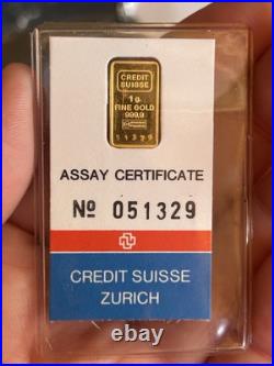 1 gram Gold Bar Credit Suisse Statue of Liberty! (ClassicAssay)1985/999,9fine