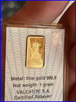 1 gram Gold Bar Credit Suisse Statue of Liberty! (ClassicAssay)1985/999,9fine