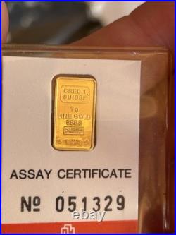 1 gram Gold Bar Credit Suisse Statue of Liberty! (ClassicAssay)1985/999,9fine