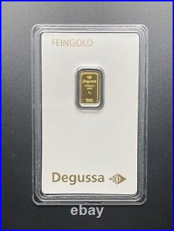 1 gram Gold Bar Degussa 999.9 Fine Carded. Very Hard To Find In The USA