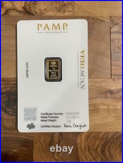 1 gram Gold Bar PAMP Suisse Fortuna 999.9 Fine Gold in Sealed Assay 1 gram Gold Bar PAMP Suisse Fortuna 999.9 Fine Gold in Sealed Assay