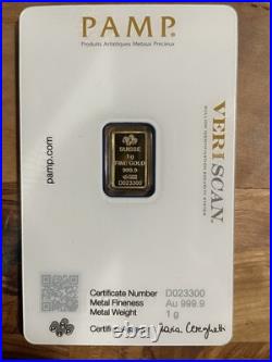 1 gram Gold Bar PAMP Suisse Fortuna 999.9 Fine Gold in Sealed Assay 1 gram Gold Bar PAMP Suisse Fortuna 999.9 Fine Gold in Sealed Assay