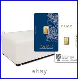 1 gram Gold Bar PAMP Suisse Fortuna 999.9 Fine in Sealed Assay Box Of 25