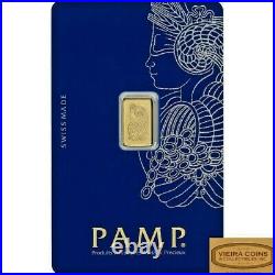 1 gram Gold Bar PAMP Suisse Lady Fortuna Veriscan. 9999 Fine in Assay Card #B999