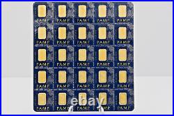 1 gram Gold Bar PAMP Suisse Multigram. 9999 Fine Gold Fortuna Bar
