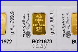 1 gram Gold Bar PAMP Suisse Multigram. 9999 Fine Gold Fortuna Bar