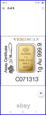 1 gram Gold Bar PAMP Suisse Multigram. 9999 Fine Gold Fortuna Bar In Assay