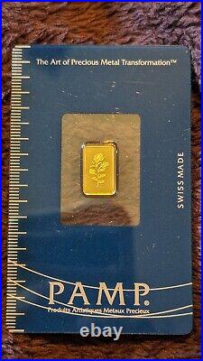 1 gram Gold Bar PAMP Suisse Rosa 999.9 Fine in Sealed Assay