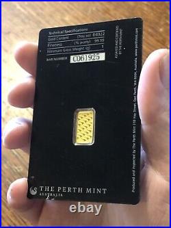 1 gram Gold Bar Perth Mint 99.99 Fine in Assay