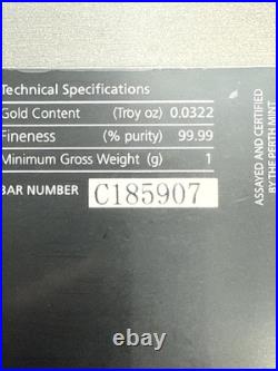1 gram Gold Bar Perth Mint 99.99 Fine in Assay #559 1 gram Gold Bar Perth Mint 99.99 Fine in Assay #559