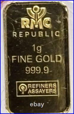 1 gram Gold Bar Republic Metals Corp 999.9 Fine #1906