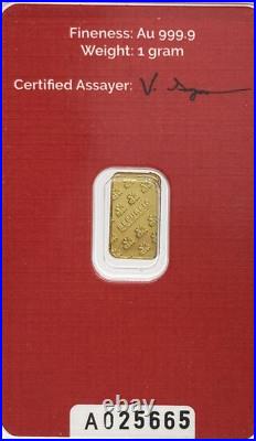 1 gram Gold Bar Republic Metals Corp 999.9 Fine #1906