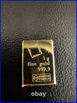 1 gram Gold Bar Valcambi 24K Ingot CHI Essayeur Fondeur. 9999 Fine Gold Yellow 1 gram Gold Bar Valcambi 24K Ingot CHI Essayeur Fondeur. 9999 Fine Gold Yellow
