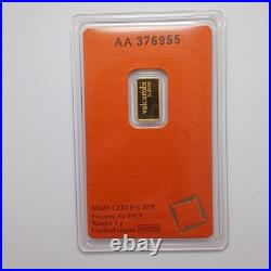 1 gram Gold Bar Valcambi In Assay Sealed. 9999 Fine Gold 1 gram Gold Bar Valcambi In Assay Sealed. 9999 Fine Gold