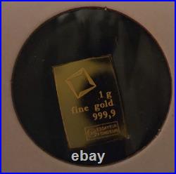1 gram Gold Bar Valcambi Suisse. 9999 Fine Gold 1 gram Gold Bar Valcambi Suisse. 9999 Fine Gold