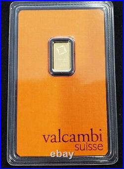 1 gram Gold Bar Valcambi Suisse 999.9 Fine in Sealed Assay