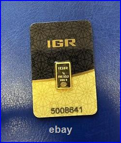 1 gram IGR. 9999 Fine Gold Bar Istanbul Gold Refinery Sealed Assay