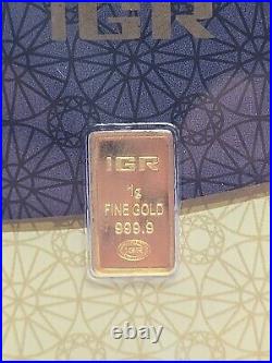 1 gram IGR. 9999 Fine Gold Bar Istanbul Gold Refinery Sealed Assay