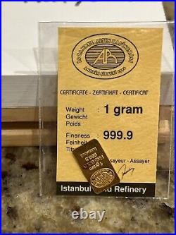 1 gram IGR. 9999 Fine Gold Bar Istanbul Gold Refinery Sealed Assay