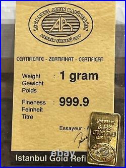 1 gram IGR. 9999 Fine Gold Bar Istanbul Gold Refinery Sealed Assay
