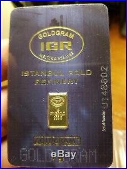 1 gram IGR Gold Bar Istanbul Gold Refinery 999.9 Fine in Sealed Assay