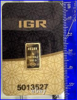 1 gram IGR Gold Bar Istanbul Gold Refinery 999.9 Fine in Sealed Assay